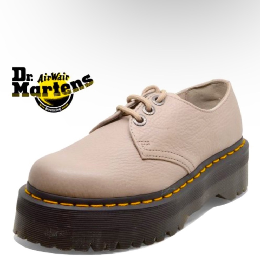 Dr. Martens 1461 II Pisa Leather Platform Lace Up Shoes in Vintage Taupe 38 (8) - Picture 2 of 6
